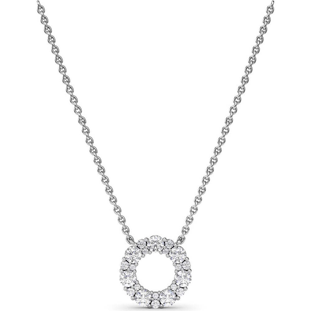 Shared-Prong Round Diamond Circle Pendant Necklace by Fana - 0.90 Carat Total Diamond Weight
