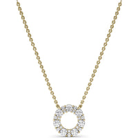 Shared-Prong Round Diamond Circle Pendant Necklace by Fana - 0.90 Carat Total Diamond Weight