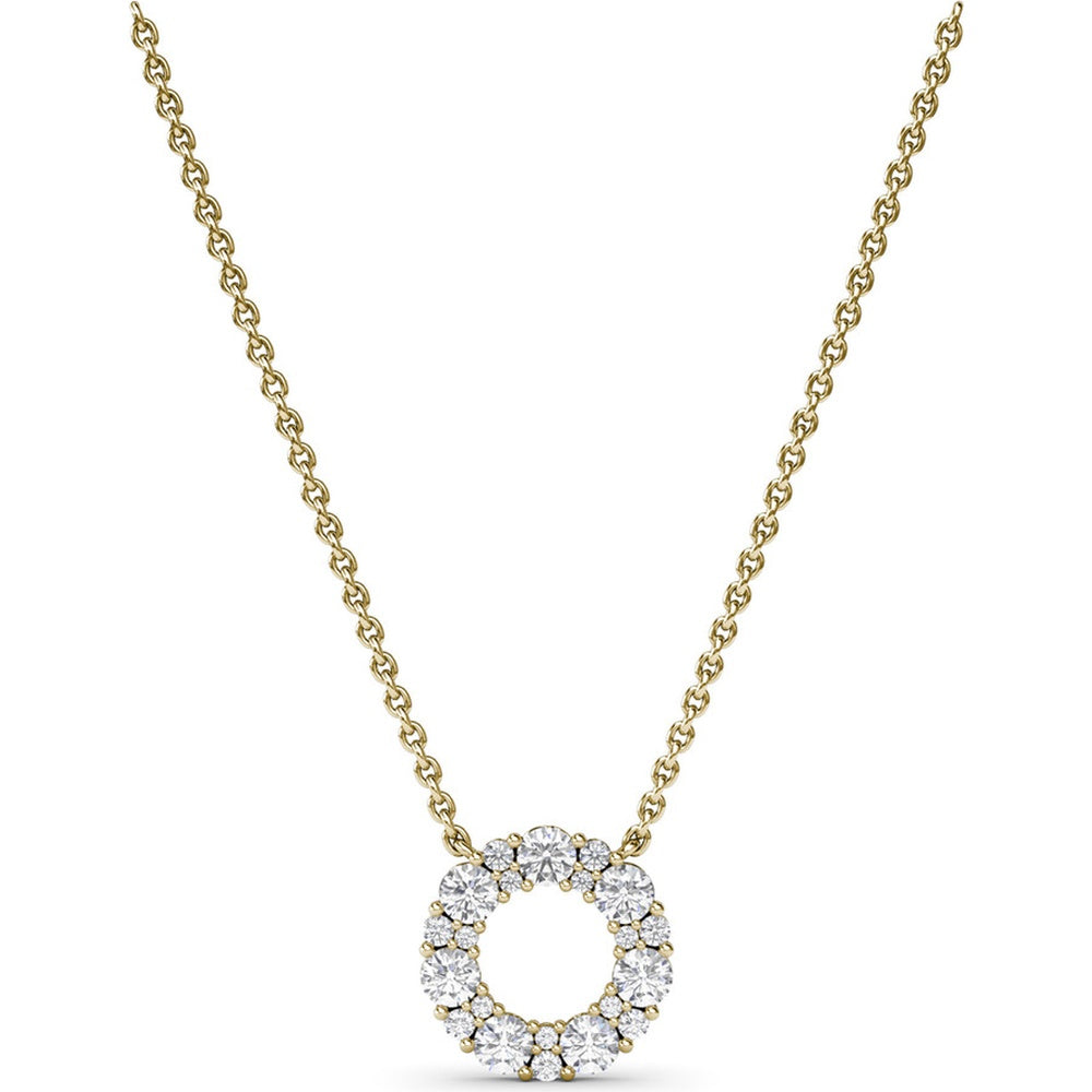 Shared-Prong Round Diamond Circle Pendant Necklace by Fana - 0.90 Carat Total Diamond Weight