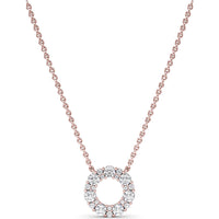 Shared-Prong Round Diamond Circle Pendant Necklace by Fana - 0.90 Carat Total Diamond Weight