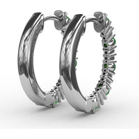 Shared-Prong Round Emerald and Diamond Hoop Earrings by Fana - 0.39 Carat Total Gemstone Weight