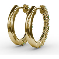 Shared-Prong Round Emerald and Diamond Hoop Earrings by Fana - 0.39 Carat Total Gemstone Weight