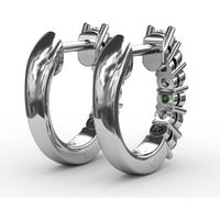 Shared-Prong Round Emerald and Diamond Hoop Earrings by Fana - 0.78 Carat Total Gemstone Weight