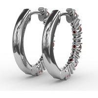 Shared-Prong Round Ruby and Diamond Hoop Earrings by Fana - 0.41 Carat Total Gemstone Weight
