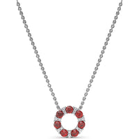 Shared-Prong Ruby and Diamond Circle Necklace by Fana - 1.23 Carat Total Gemstone Weight