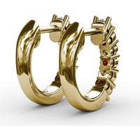 Shared-Prong Ruby and Diamond Hoop Earrings by Fana - 0.84 Carat Total Gemstone Weight