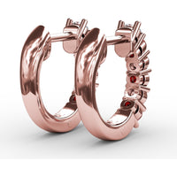 Shared-Prong Ruby and Diamond Hoop Earrings by Fana - 0.84 Carat Total Gemstone Weight