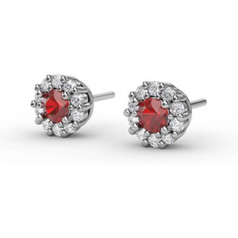 Fana Shared Prong Ruby &amp; Diamond Stud Earrings