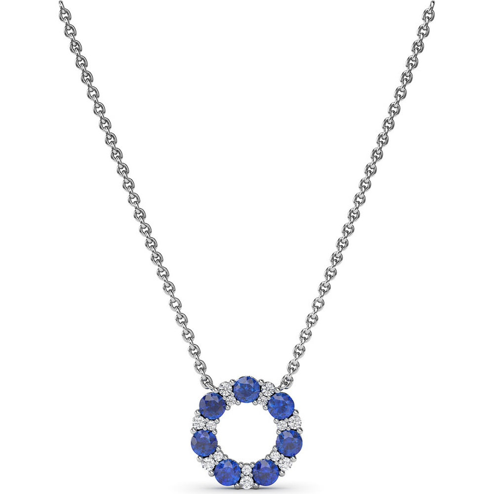 Shared-Prong Sapphire and Diamond Circle Necklace by Fana - 1.23 Carat Total Gemstone Weight
