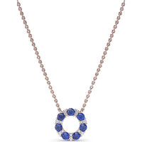 Shared-Prong Sapphire and Diamond Circle Necklace by Fana - 1.23 Carat Total Gemstone Weight