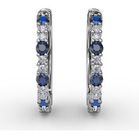 Shared-Prong Sapphire and Diamond Hoop Earrings by Fana - 0.41 Carat Total Gemstone Weight