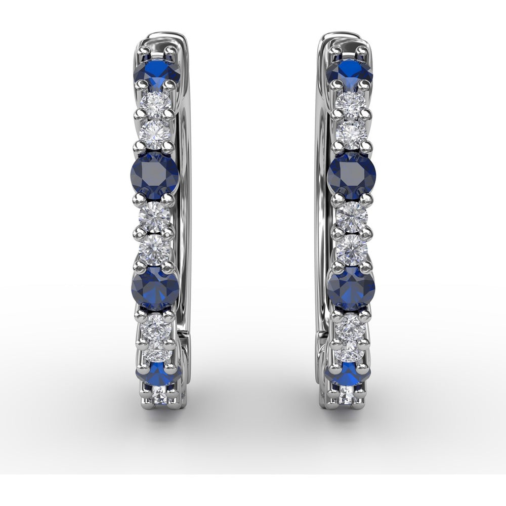 Shared-Prong Sapphire and Diamond Hoop Earrings by Fana - 0.41 Carat Total Gemstone Weight