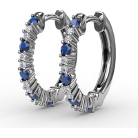 Shared-Prong Sapphire and Diamond Hoop Earrings by Fana - 0.41 Carat Total Gemstone Weight