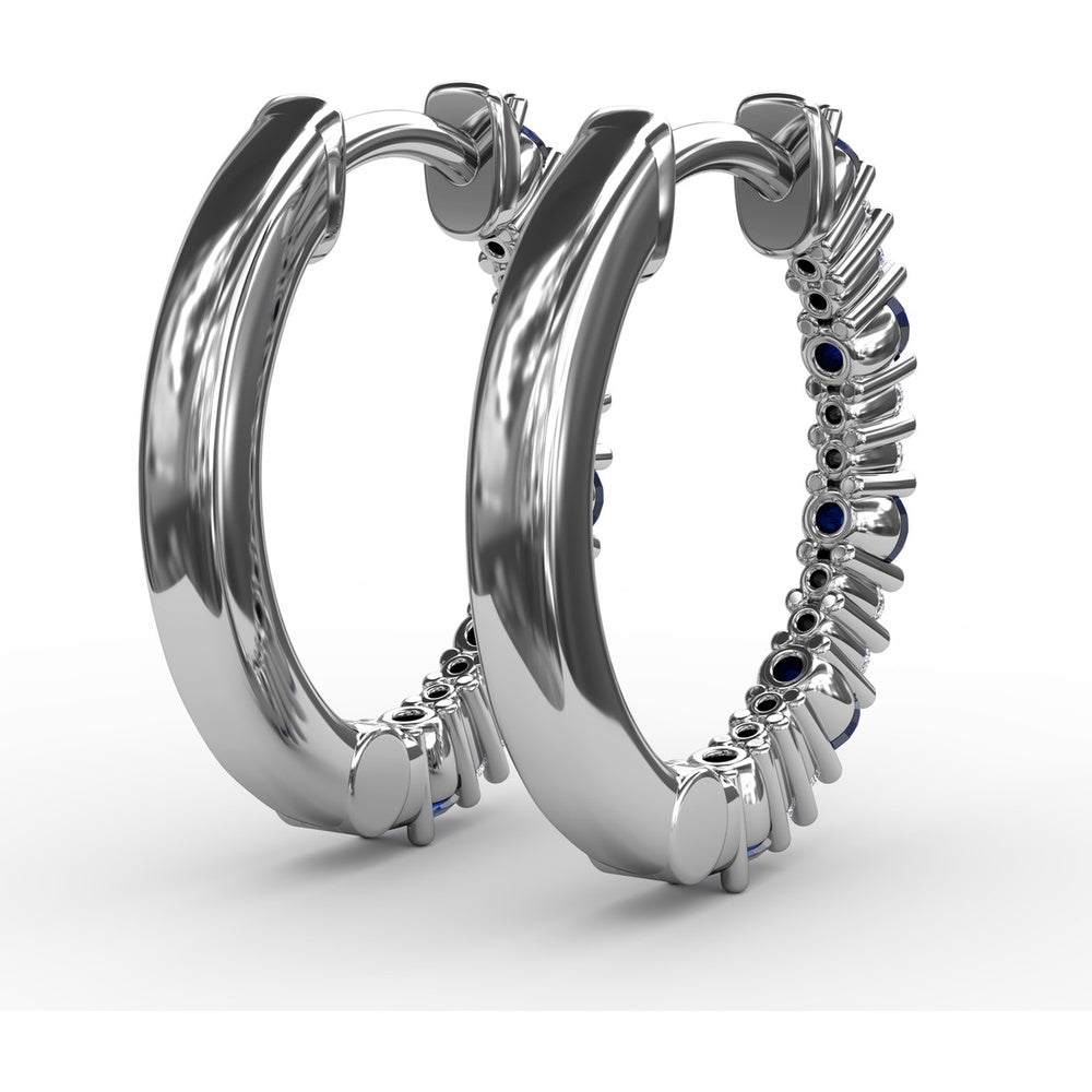 Shared-Prong Sapphire and Diamond Hoop Earrings by Fana - 0.41 Carat Total Gemstone Weight