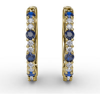 Shared-Prong Sapphire and Diamond Hoop Earrings by Fana - 0.41 Carat Total Gemstone Weight