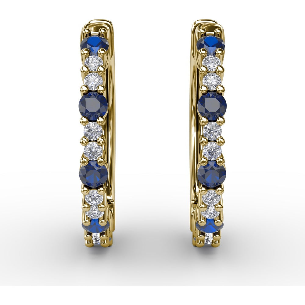 Shared-Prong Sapphire and Diamond Hoop Earrings by Fana - 0.41 Carat Total Gemstone Weight