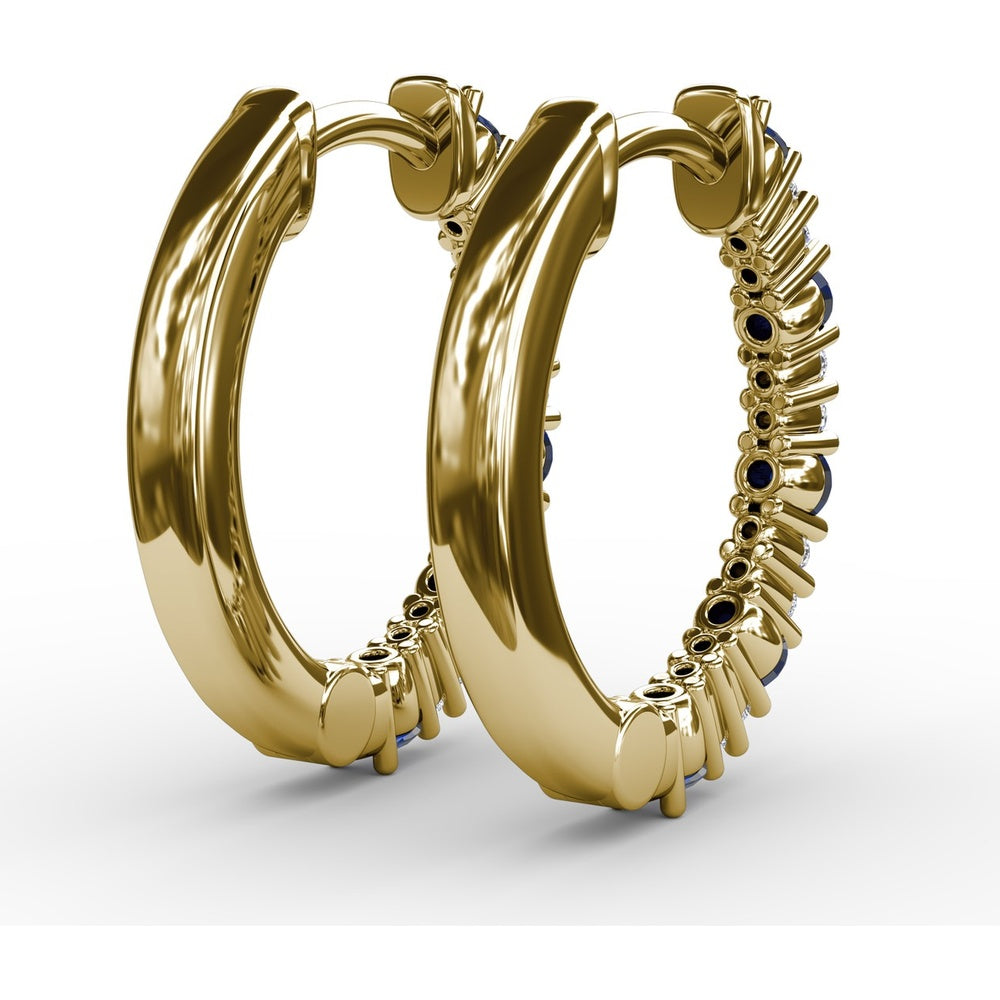Shared-Prong Sapphire and Diamond Hoop Earrings by Fana - 0.41 Carat Total Gemstone Weight