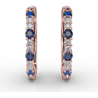 Shared-Prong Sapphire and Diamond Hoop Earrings by Fana - 0.41 Carat Total Gemstone Weight
