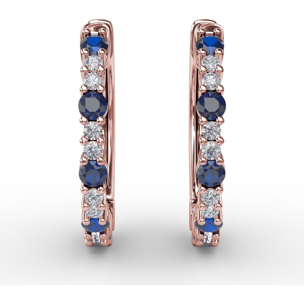 Shared-Prong Sapphire and Diamond Hoop Earrings by Fana - 0.41 Carat Total Gemstone Weight