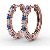 Shared-Prong Sapphire and Diamond Hoop Earrings by Fana - 0.41 Carat Total Gemstone Weight