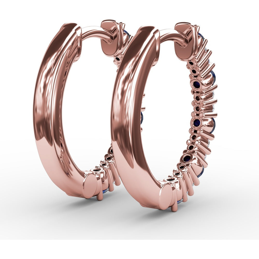 Shared-Prong Sapphire and Diamond Hoop Earrings by Fana - 0.41 Carat Total Gemstone Weight