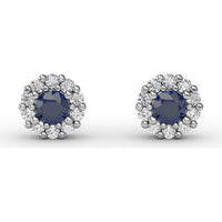 Shared-Prong Sapphire and Diamond Stud Earrings by Fana - 0.90 Carat Total Gemstone Weight