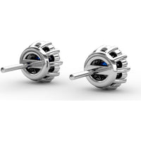 Shared-Prong Sapphire and Diamond Stud Earrings by Fana - 0.90 Carat Total Gemstone Weight