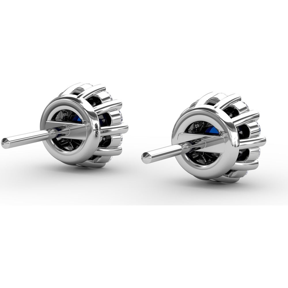 Shared-Prong Sapphire and Diamond Stud Earrings by Fana - 0.90 Carat Total Gemstone Weight