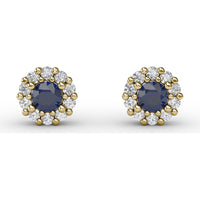 Shared-Prong Sapphire and Diamond Stud Earrings by Fana - 0.90 Carat Total Gemstone Weight