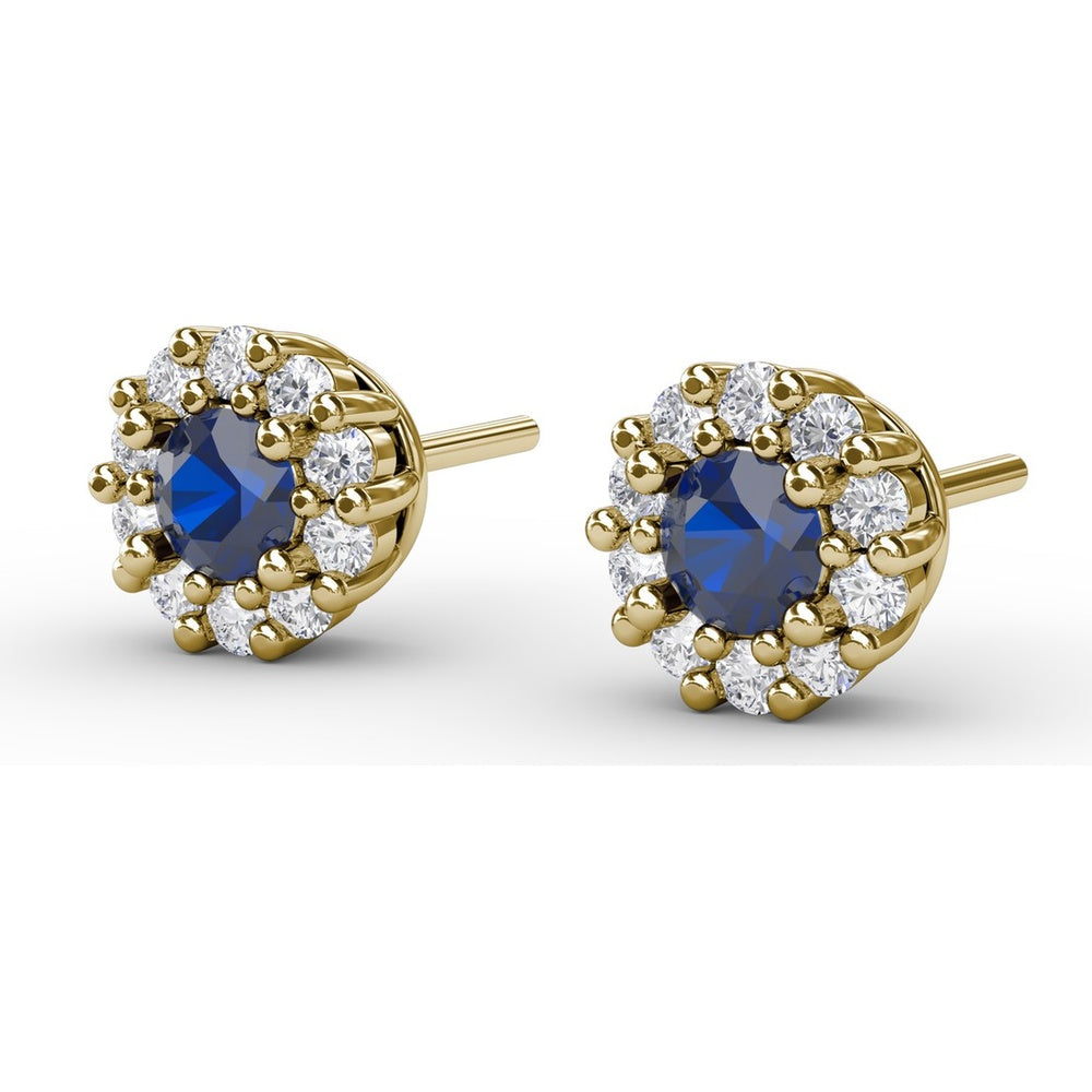 Shared-Prong Sapphire and Diamond Stud Earrings by Fana - 0.90 Carat Total Gemstone Weight