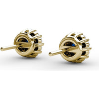 Shared-Prong Sapphire and Diamond Stud Earrings by Fana - 0.90 Carat Total Gemstone Weight