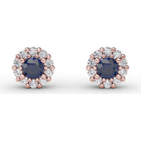 Shared-Prong Sapphire and Diamond Stud Earrings by Fana - 0.90 Carat Total Gemstone Weight