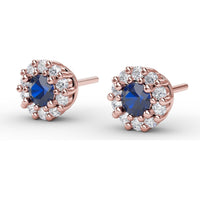 Shared-Prong Sapphire and Diamond Stud Earrings by Fana - 0.90 Carat Total Gemstone Weight