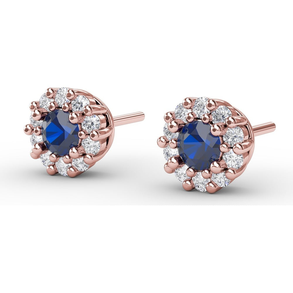Shared-Prong Sapphire and Diamond Stud Earrings by Fana - 0.90 Carat Total Gemstone Weight