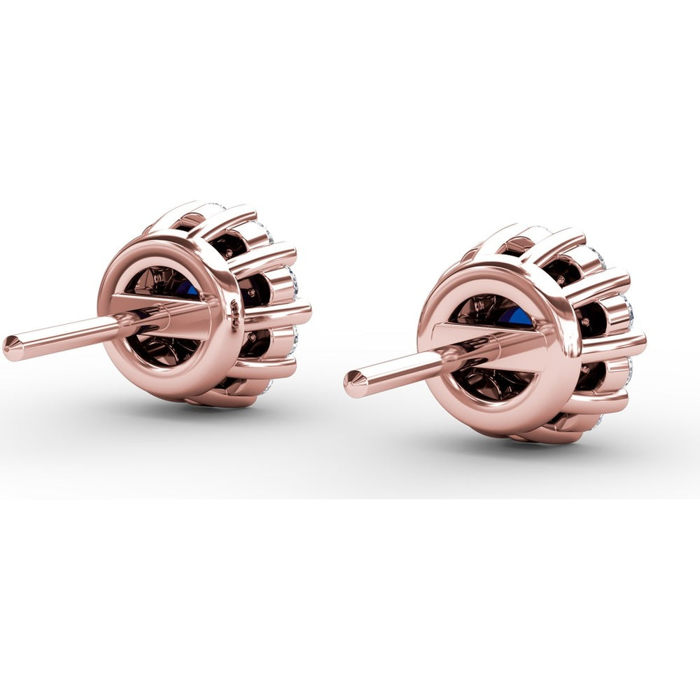Shared-Prong Sapphire and Diamond Stud Earrings by Fana - 0.90 Carat Total Gemstone Weight
