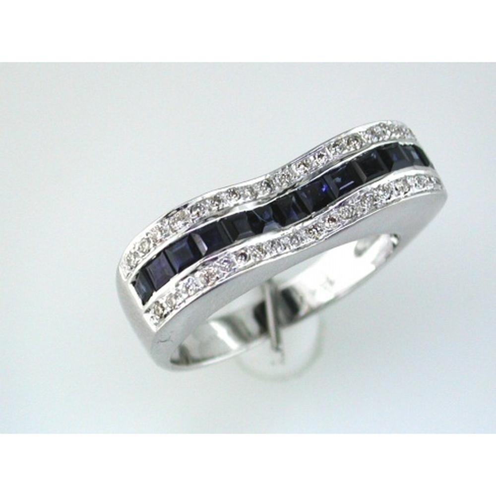 Shimmering Sapphire Splendor 14K White Gold Diamond Halo Ring