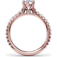 Side Cluster Engagement Ring Setting with Pavé Diamond Band and Oval Center Mounting by Fana - 0.51 Carat Total Diamond Weight