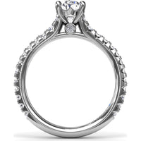 Side Cluster Engagement Ring Setting with Pavé Diamond Band and Oval Center Mounting by Fana - 0.51 Carat Total Diamond Weight