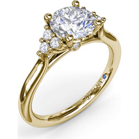 Side Cluster Engagement Ring Setting with Round Diamond Accents by Fana - 0.15 Carat Total Diamond Weight