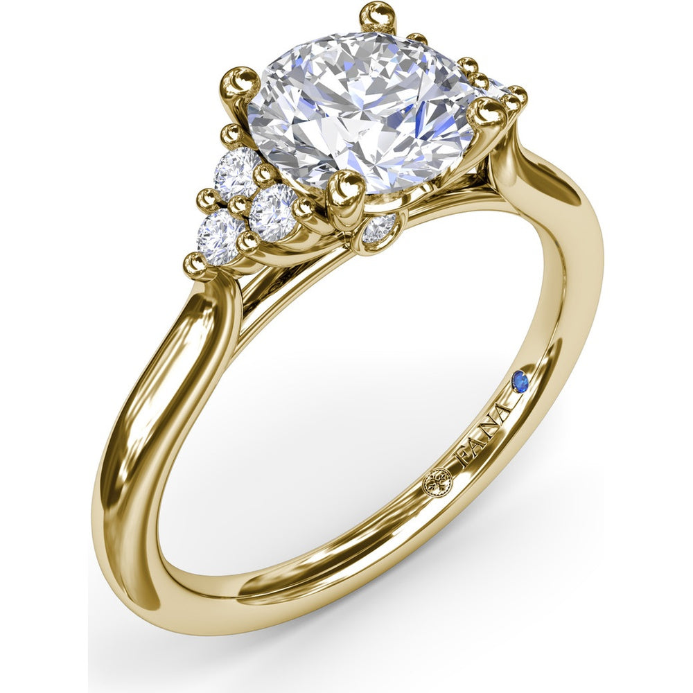 Side Cluster Engagement Ring Setting with Round Diamond Accents by Fana - 0.15 Carat Total Diamond Weight
