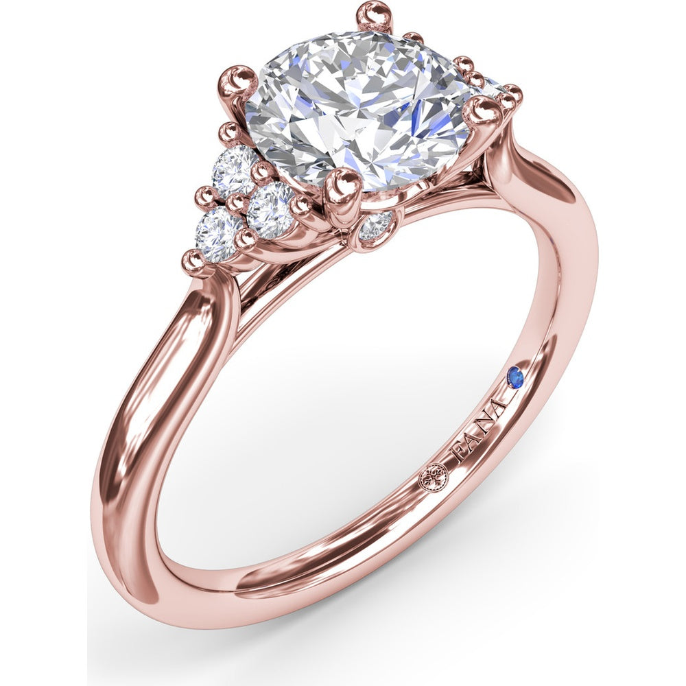 Side Cluster Engagement Ring Setting with Round Diamond Accents by Fana - 0.15 Carat Total Diamond Weight