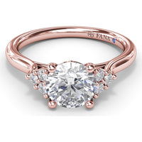 Side Cluster Engagement Ring Setting with Round Diamond Accents by Fana - 0.15 Carat Total Diamond Weight