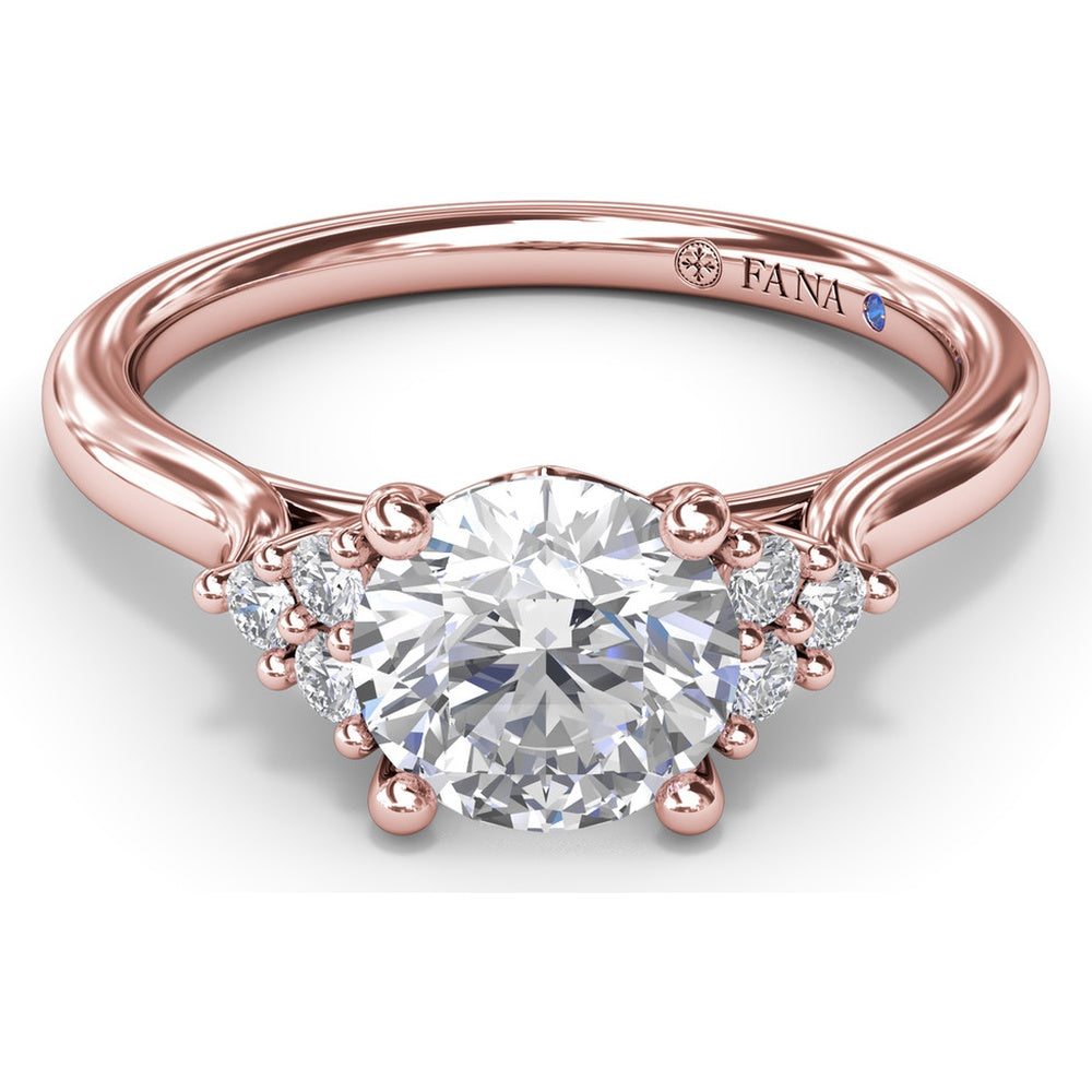 Side Cluster Engagement Ring Setting with Round Diamond Accents by Fana - 0.15 Carat Total Diamond Weight
