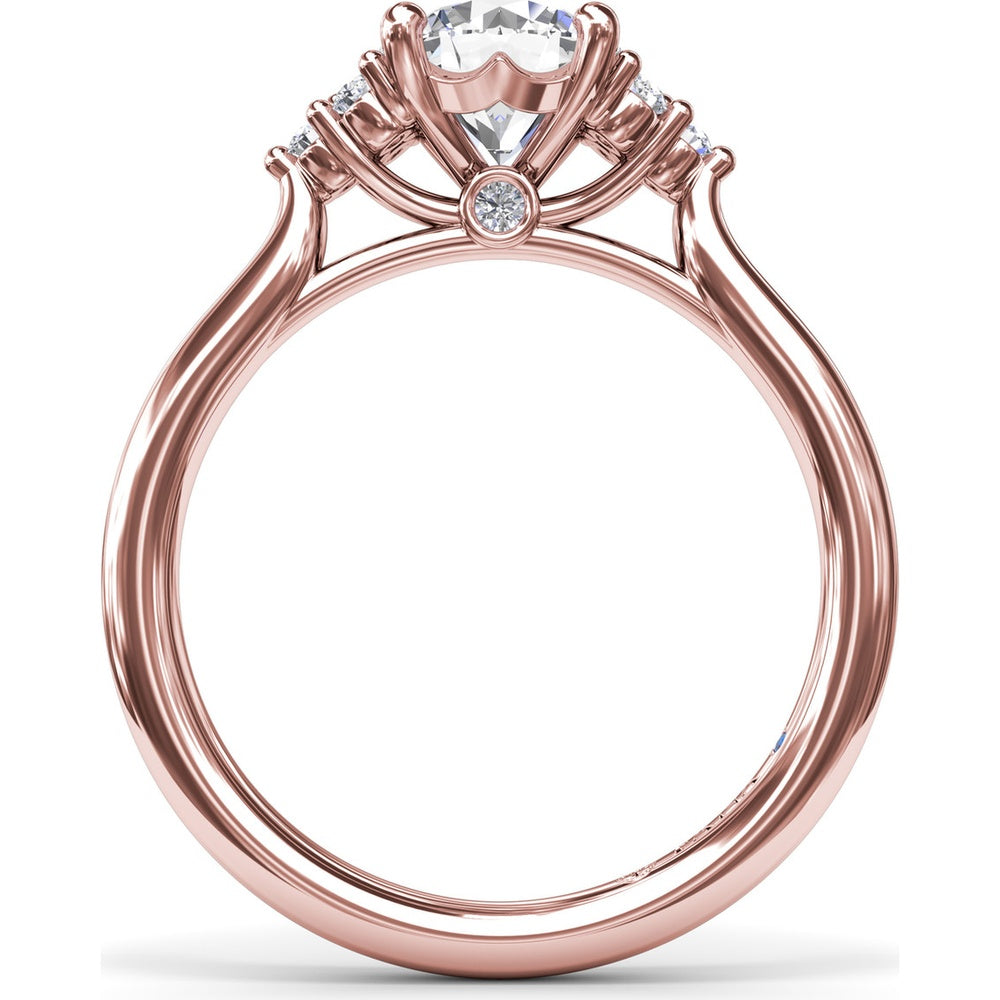 Side Cluster Engagement Ring Setting with Round Diamond Accents by Fana - 0.15 Carat Total Diamond Weight
