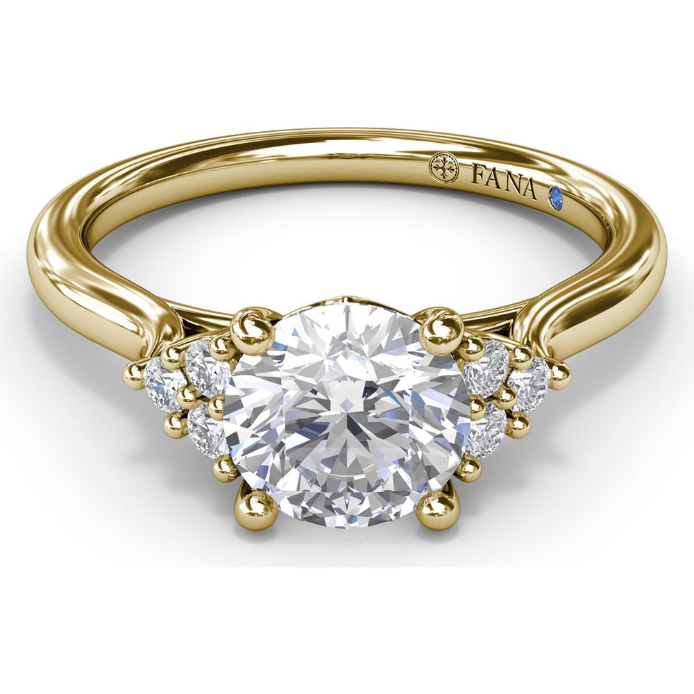 Side Cluster Engagement Ring Setting with Round Diamond Accents by Fana - 0.15 Carat Total Diamond Weight