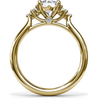 Side Cluster Engagement Ring Setting with Round Diamond Accents by Fana - 0.15 Carat Total Diamond Weight