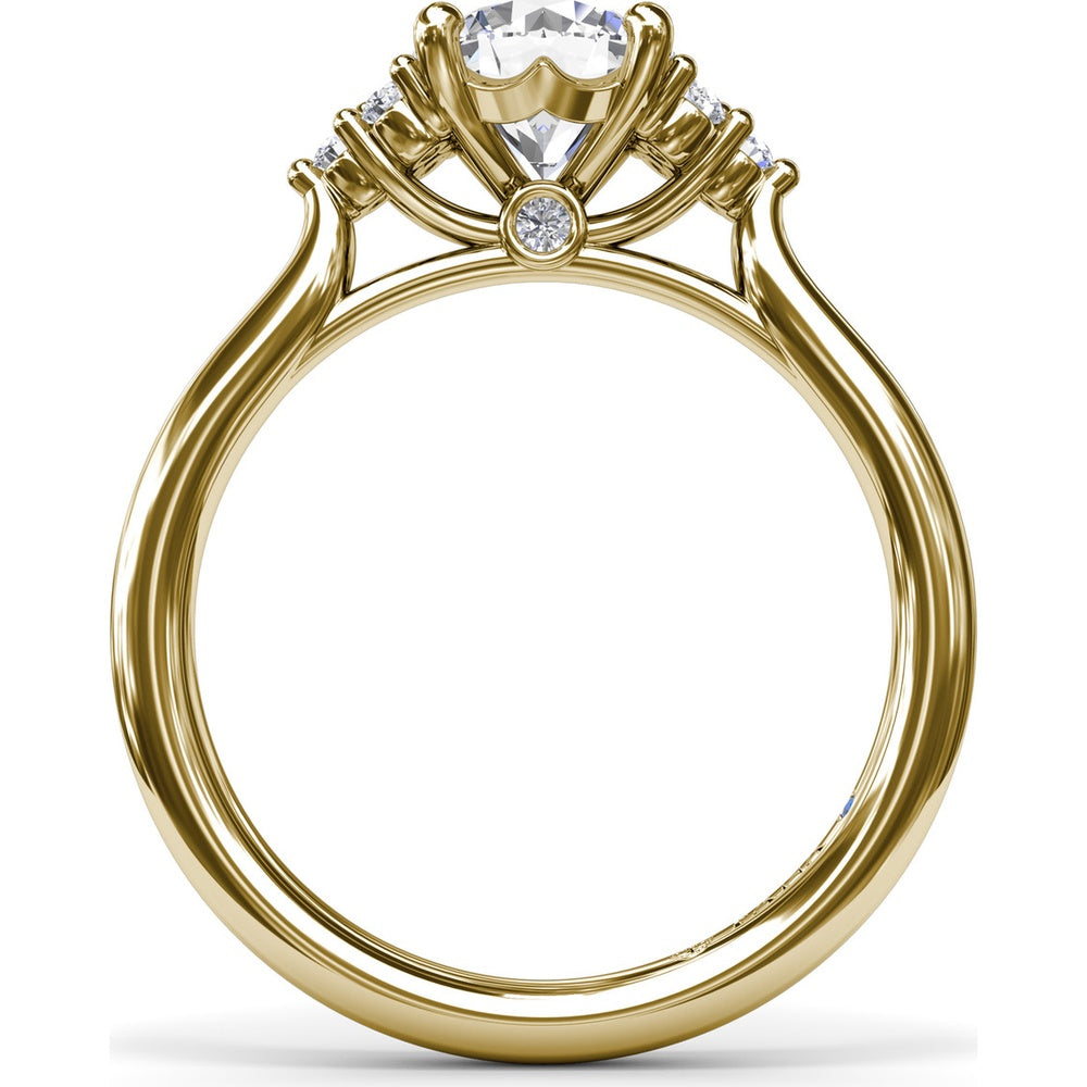 Side Cluster Engagement Ring Setting with Round Diamond Accents by Fana - 0.15 Carat Total Diamond Weight