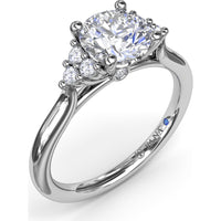 Side Cluster Engagement Ring Setting with Round Diamond Accents by Fana - 0.15 Carat Total Diamond Weight
