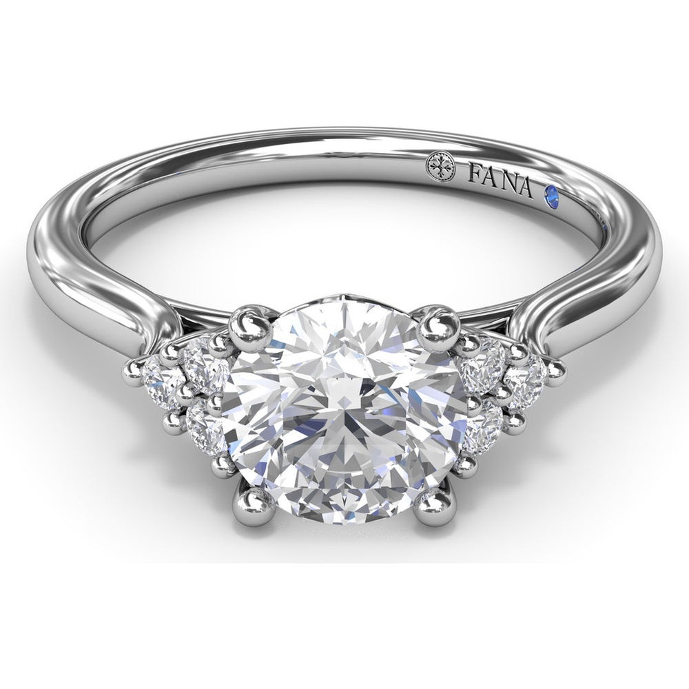 Side Cluster Engagement Ring Setting with Round Diamond Accents by Fana - 0.15 Carat Total Diamond Weight