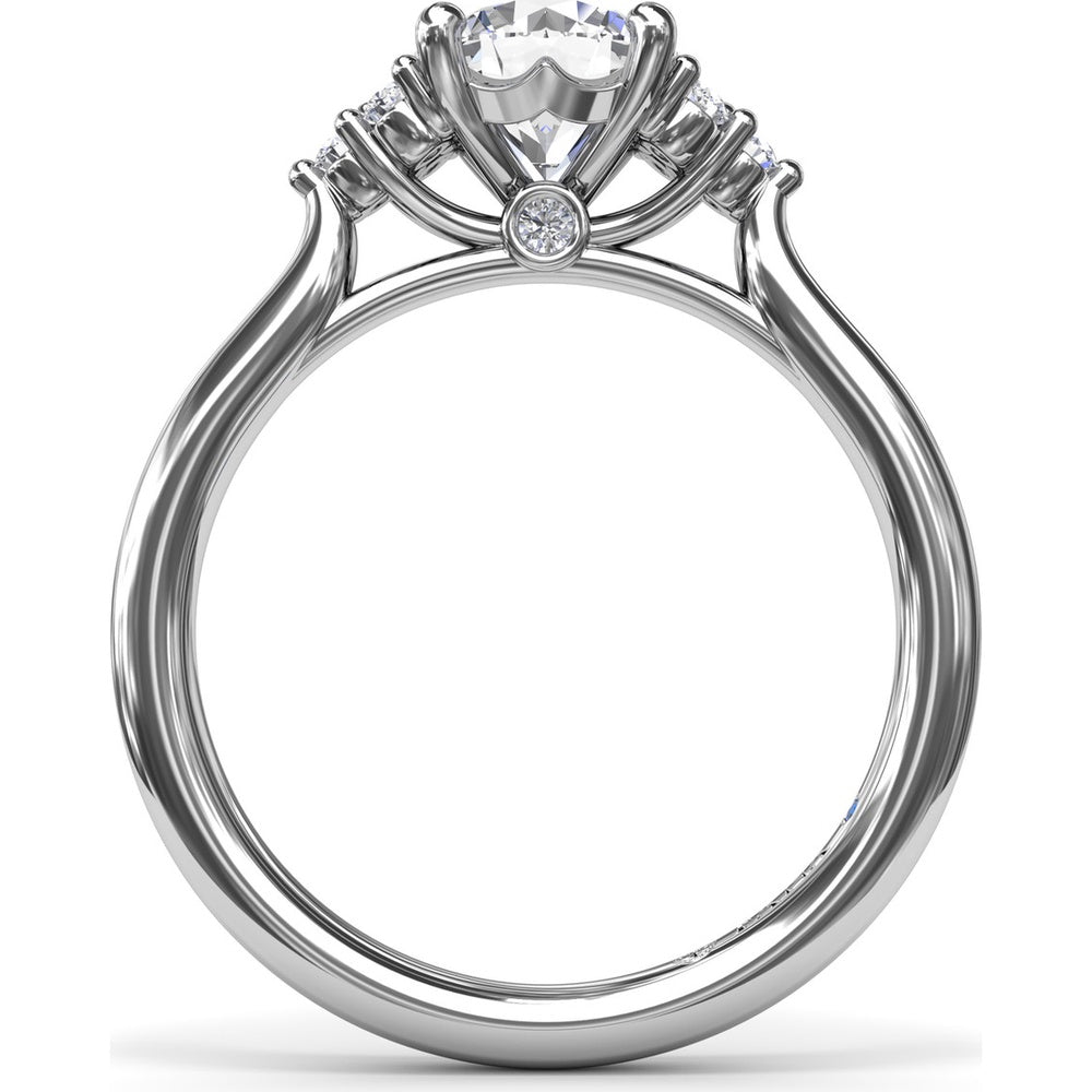 Side Cluster Engagement Ring Setting with Round Diamond Accents by Fana - 0.15 Carat Total Diamond Weight